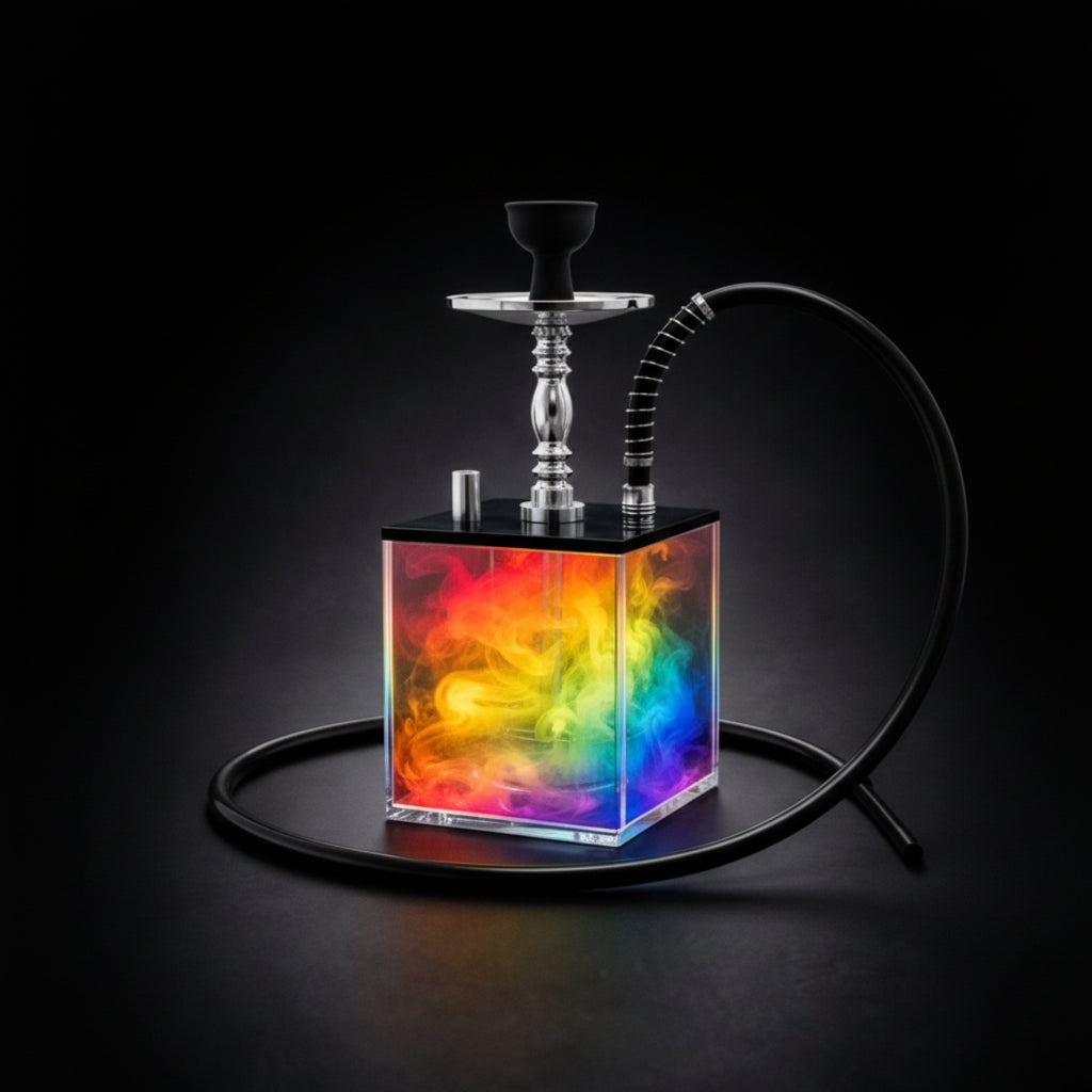 Kaswa Clear Transparent Square Hookah Acrylic Shisha Set with LED Lighting