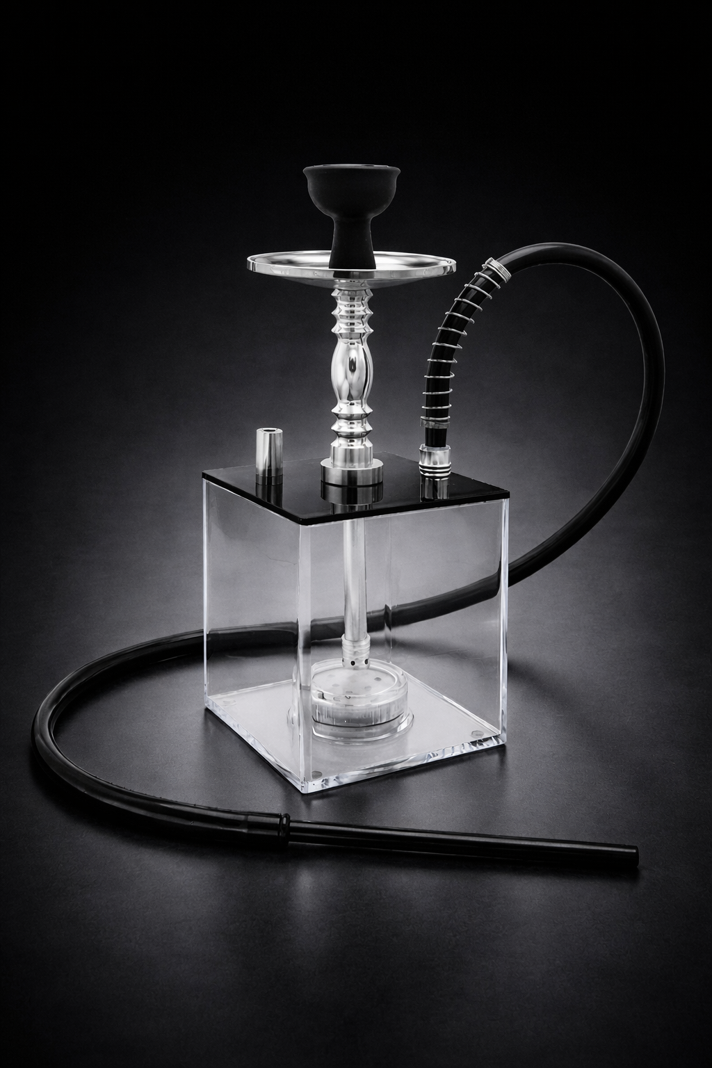 Kaswa Clear Transparent Square Hookah Acrylic Shisha Set with LED Lighting